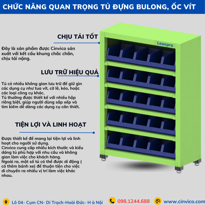 Chức năng tủ đựng bulong, ốc vít