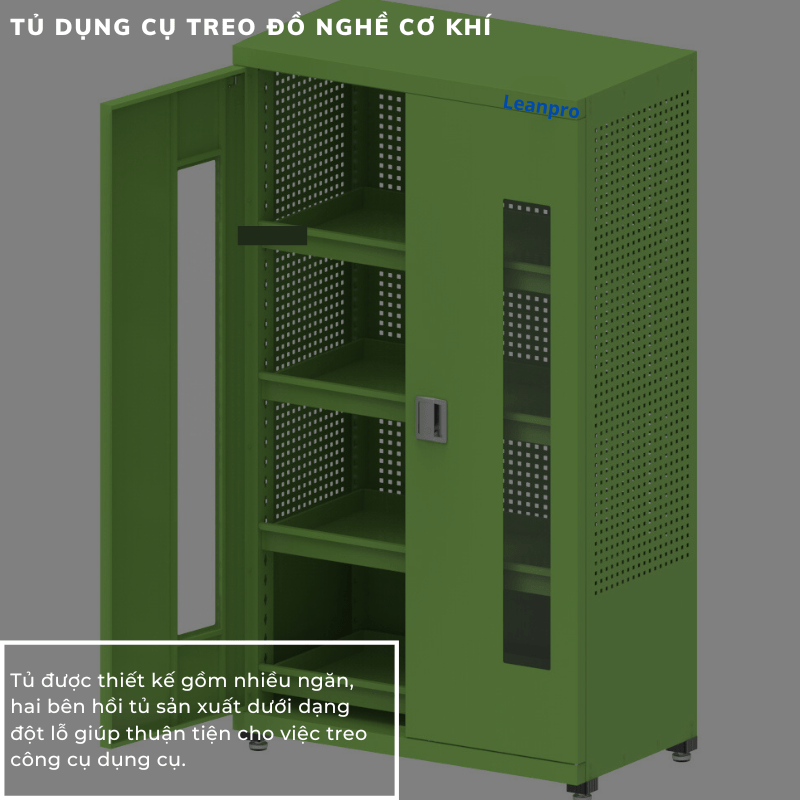 Tủ dụng cụ treo đồ nghề Leanpro giúp bảo quản vật dụng một cách an toàn và sắp xếp treo dụng cụ hợp lý.