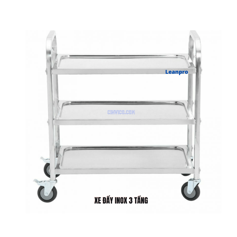 Xe đẩy inox 3 tầng