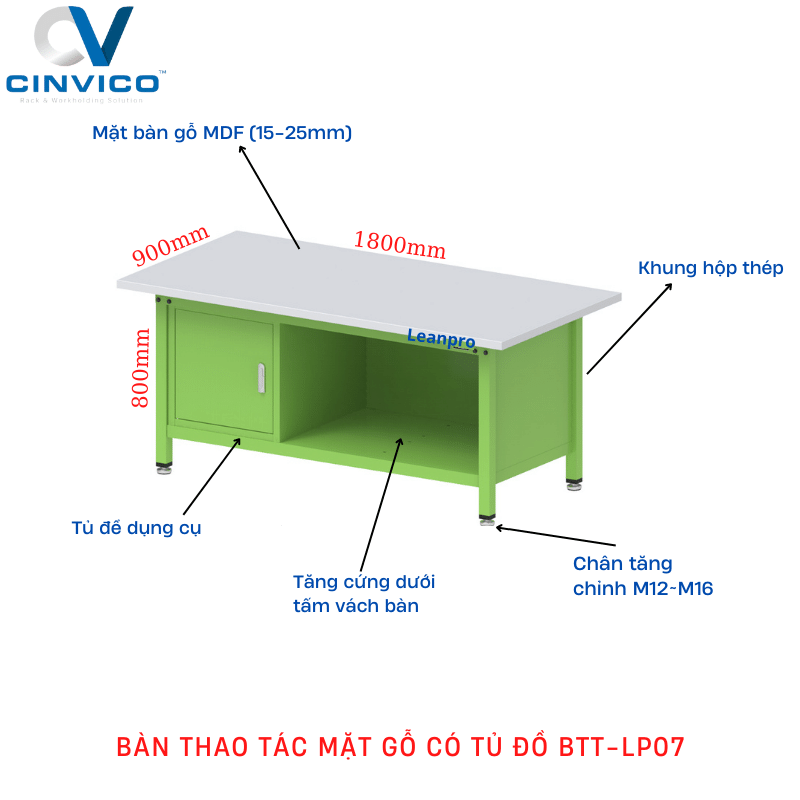 Bàn thao tác có tủ đồ BTT-LP07