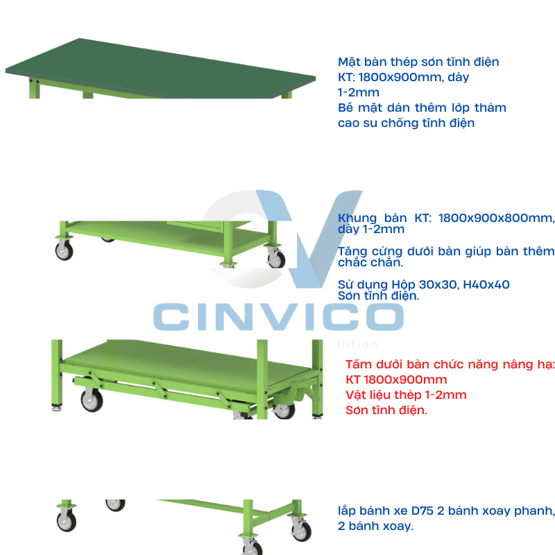 cấu tạo bàn thao tác nâng hạ 