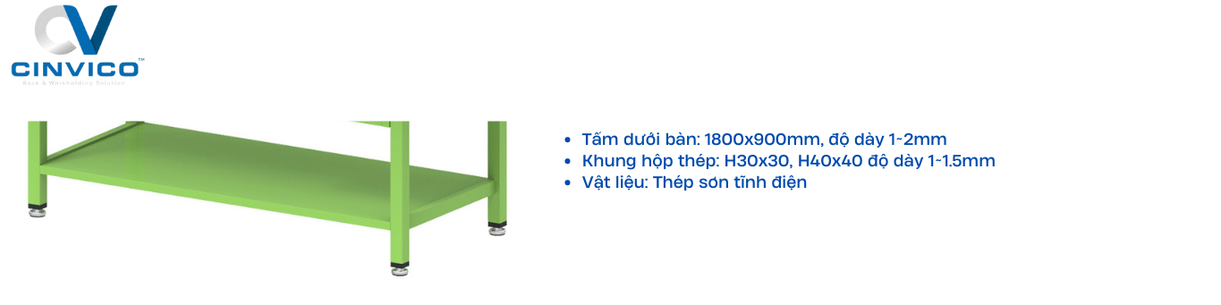 Khung bàn thao tác tĩnh điện có vách treo dụng cụ BTT-LP13