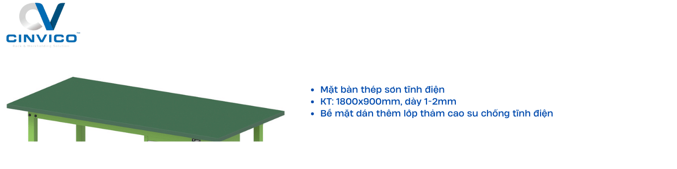 Mặt bàn thao tác chống tĩnh điện BTT-LP14