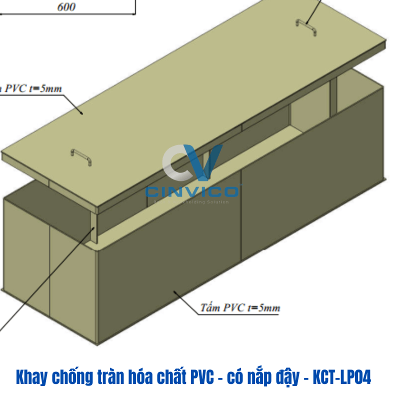 Khay chống tràn PVC có nắp đậy KCT-LP04