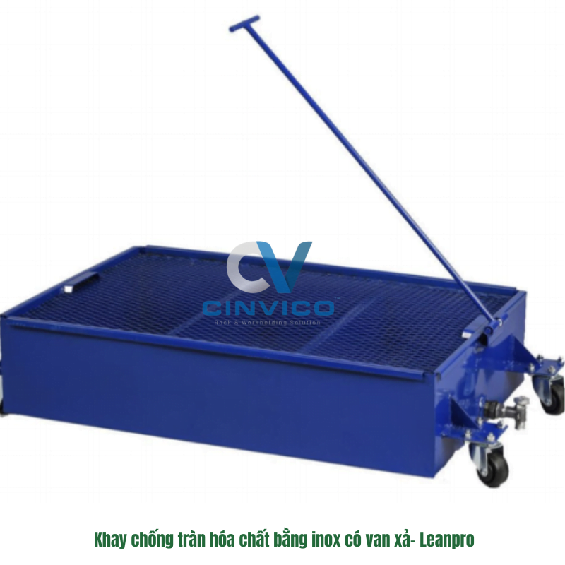khay chống tràn inox có van xả Leanpro