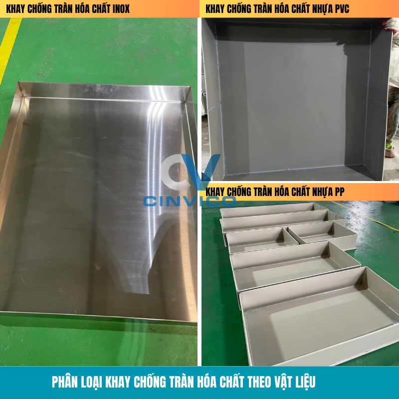 Phân loại khay chống tràn hóa chất theo chất liệu Leanpro