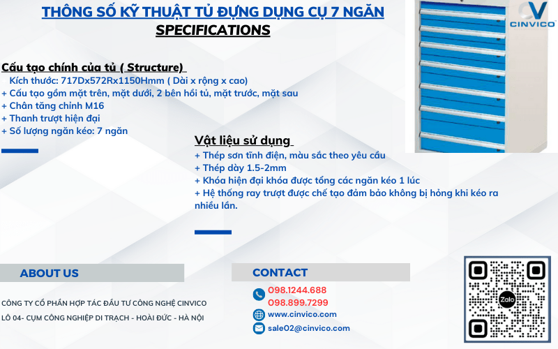 Cấu tạo tủ dụng cụ 7 ngăn Leanpro