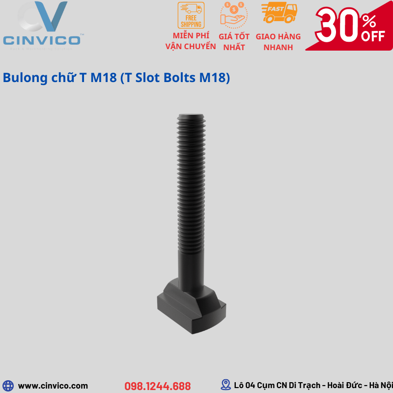 Bulong chữ T M18 ( T Slot Bolts M18)