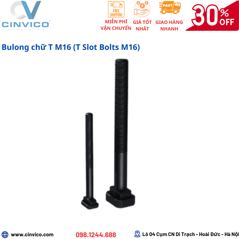 Bulong chữ T M16 ( T Slot Bolts M16)