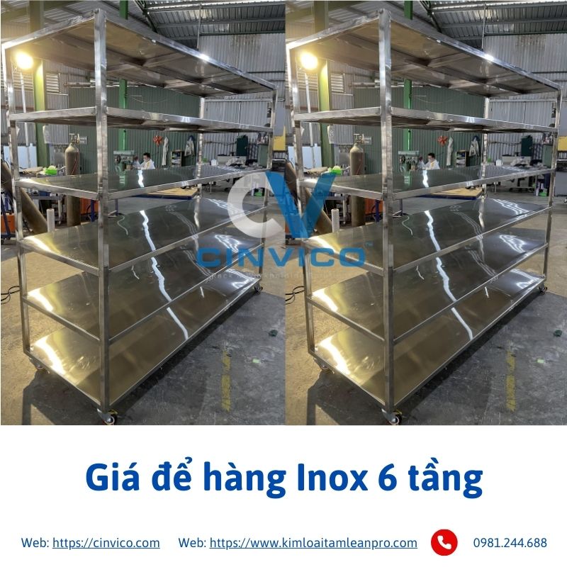 Giá để hàng Inox 6 tầng