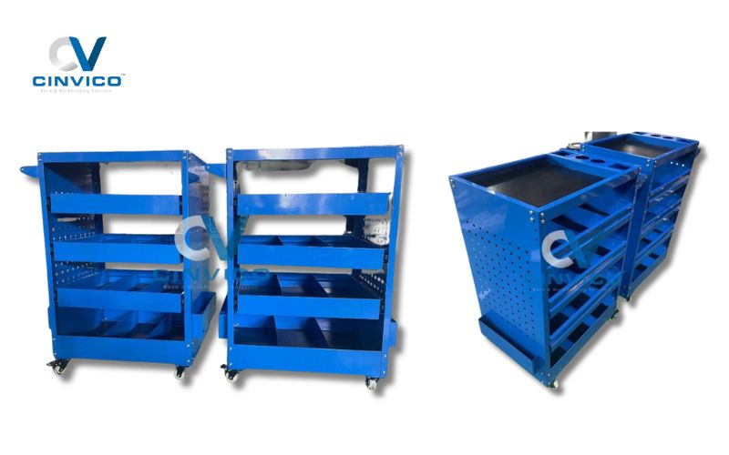 Top 7 loại xe đẩy 4 bánh được ưa chuộng nhất hiện nay - Hình 7 Xe đẩy dụng cụ 4 tầng Leanpro XD-LP01