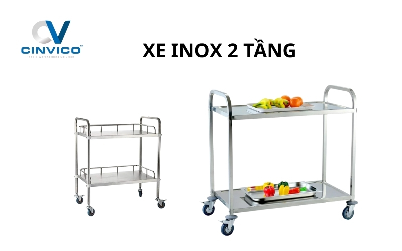 Cấu tạo xe inox 2 tầng: Chi tiết từng bộ phận & độ bền
