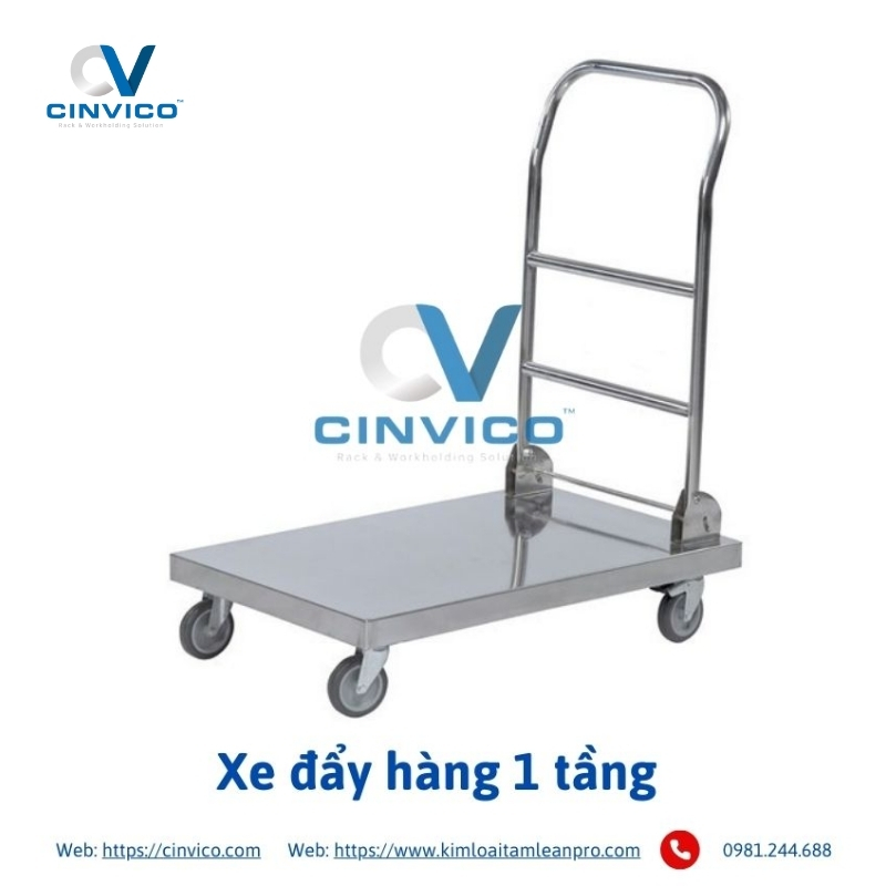 Xe đẩy inox 1 tầng Cinvico