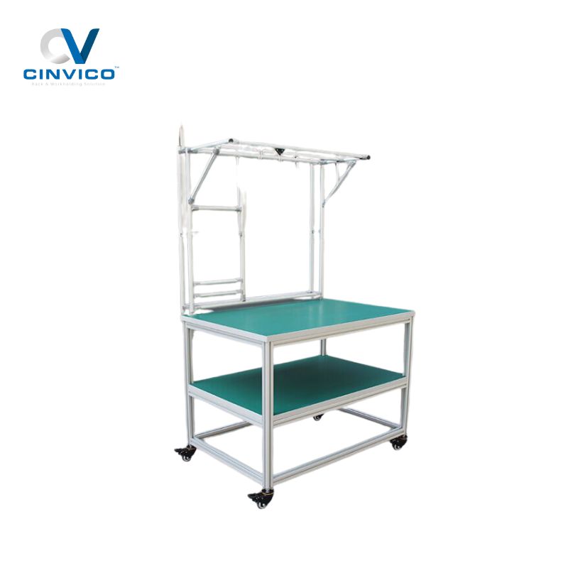 Bàn thao tác khung nhôm định hình Cinvico: 10+ năm kinh nghiệm, 500+ xưởng đã lắp đặt. Báo giá chi tiết, kích thước chuẩn, tư vấn miễn phí cho xưởng sản xuất.