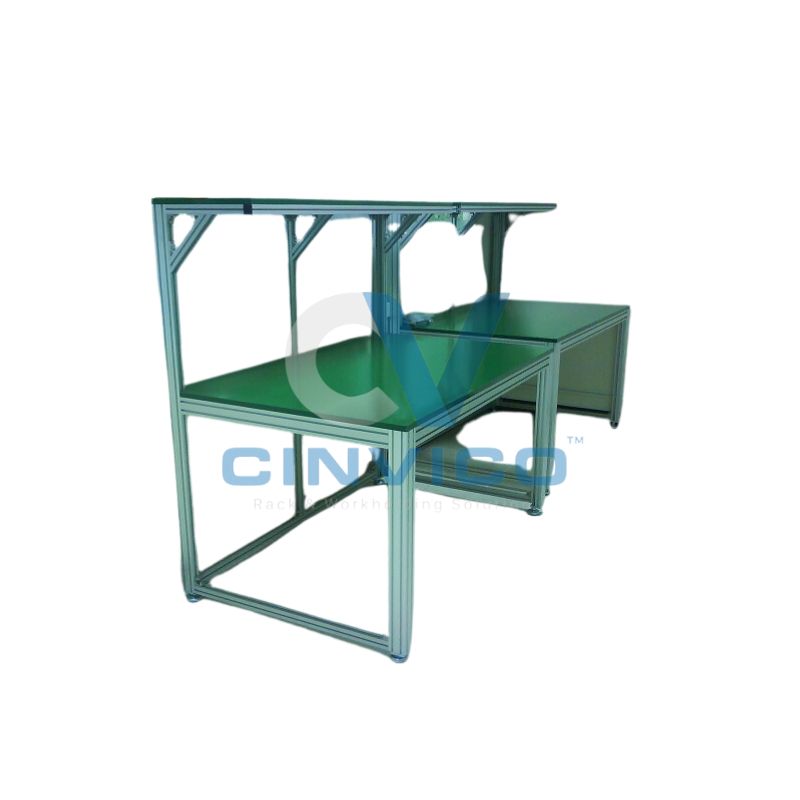 Bàn thao tác khung nhôm định hình Cinvico: 10+ năm kinh nghiệm, 500+ xưởng đã lắp đặt. Báo giá chi tiết, kích thước chuẩn, tư vấn miễn phí cho xưởng sản xuất.