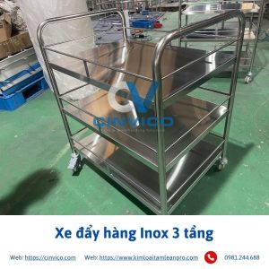 Xe đẩy hàng inox 3 tầng