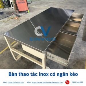 bàn thao tác Inox có ngăn kéo 