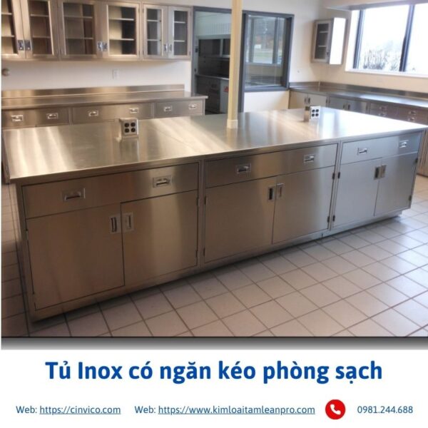 Tủ Inox có ngăn kéo phòng sạch