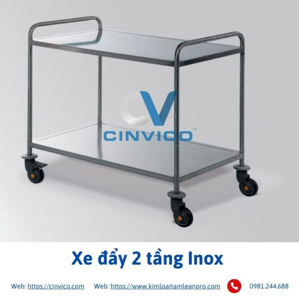 Xe đẩy Inox 2 tầng