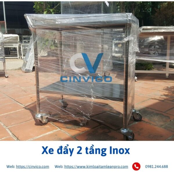 Xe đẩy Inox 2 tầng