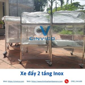 Xe đẩy Inox 2 tầng