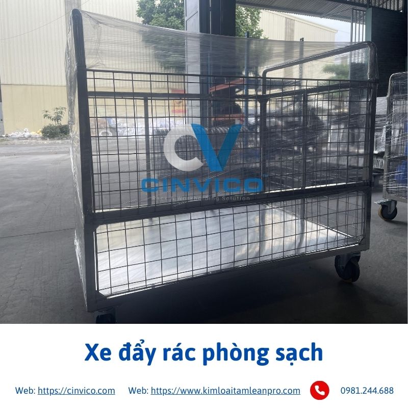 Xe đẩy rác phòng sạch