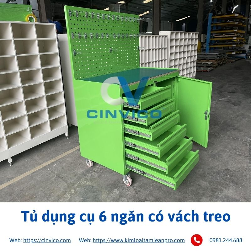 Tủ dụng cụ 6 ngăn có vách treo