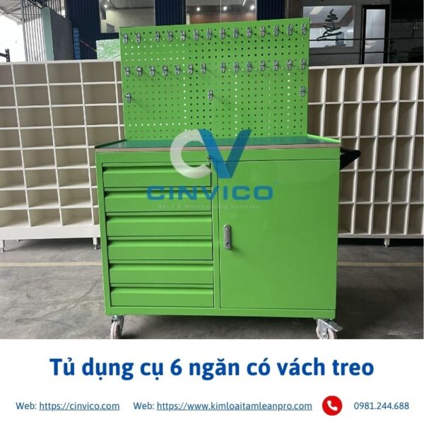 Tủ dụng cụ 6 ngăn có vách treo