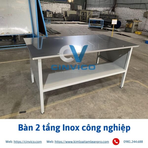 Bàn 2 tầng Inox công nghiệp