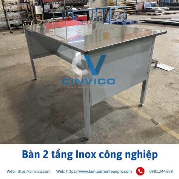 Bàn 2 tầng Inox công nghiệp