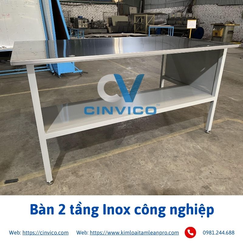 Bàn 2 tầng Inox công nghiệp