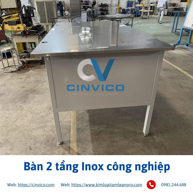 Bàn 2 tầng Inox công nghiệp