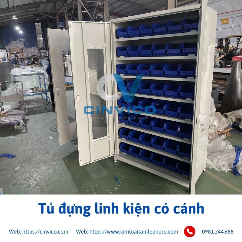 Tủ đựng linh kiện có cánh