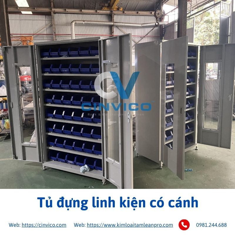 Tủ đựng linh kiện có cánh