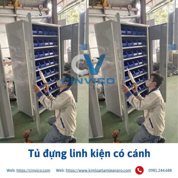 Tủ đựng linh kiện có cánh