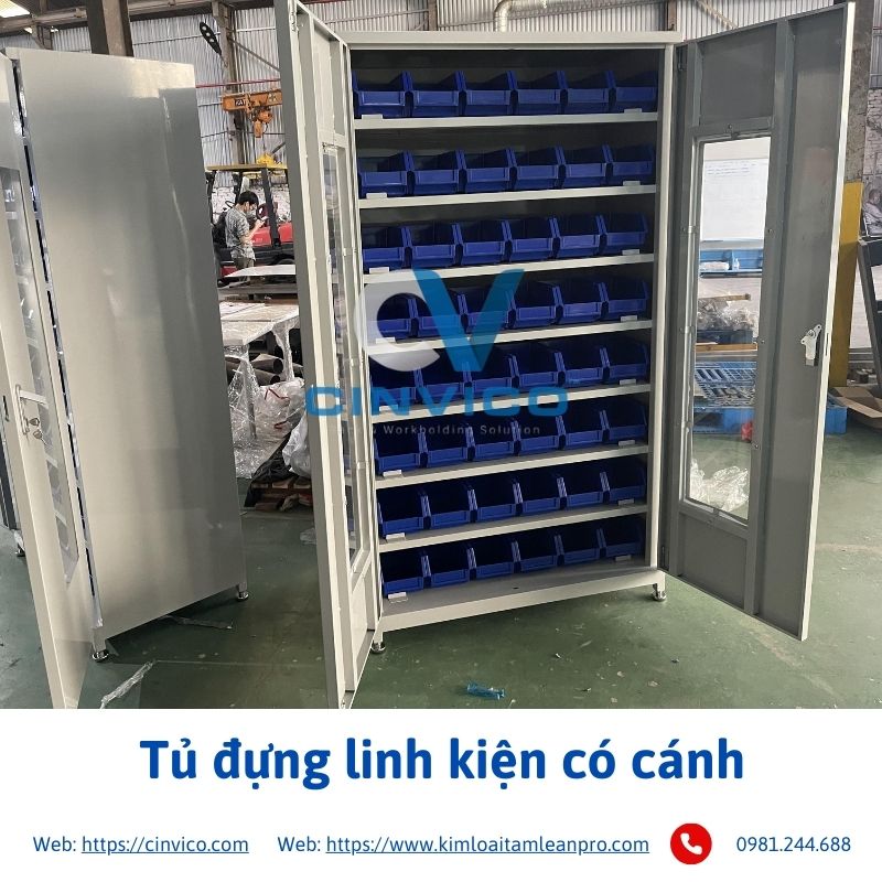 Tủ đựng linh kiện có cánh