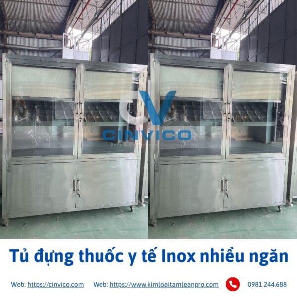 Tủ đựng thuốc y tế Inox nhiều ngăn