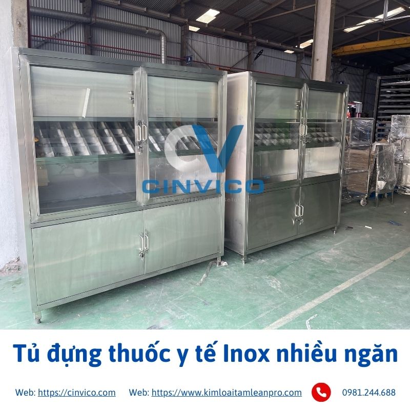 Tủ đựng thuốc y tế Inox nhiều ngăn