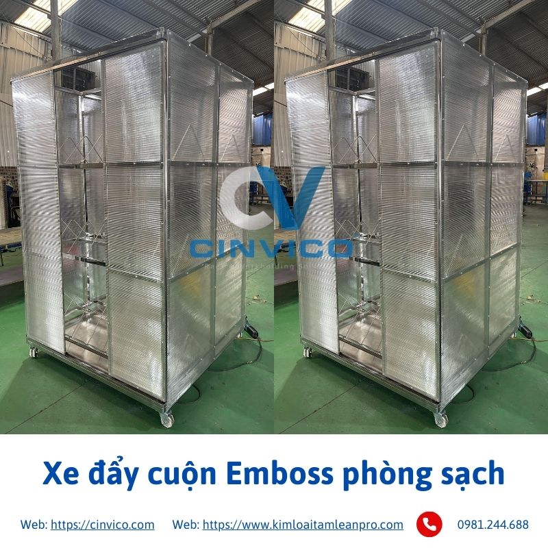 Xe đẩy cuộn Emboss phòng sạch