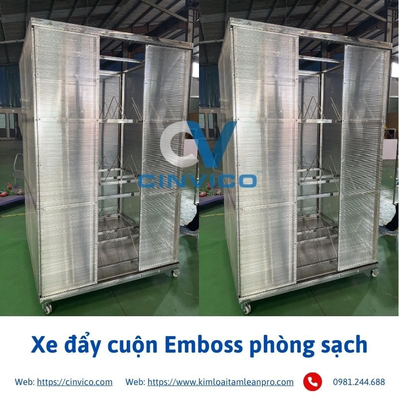 Xe đẩy cuộn Emboss phòng sạch