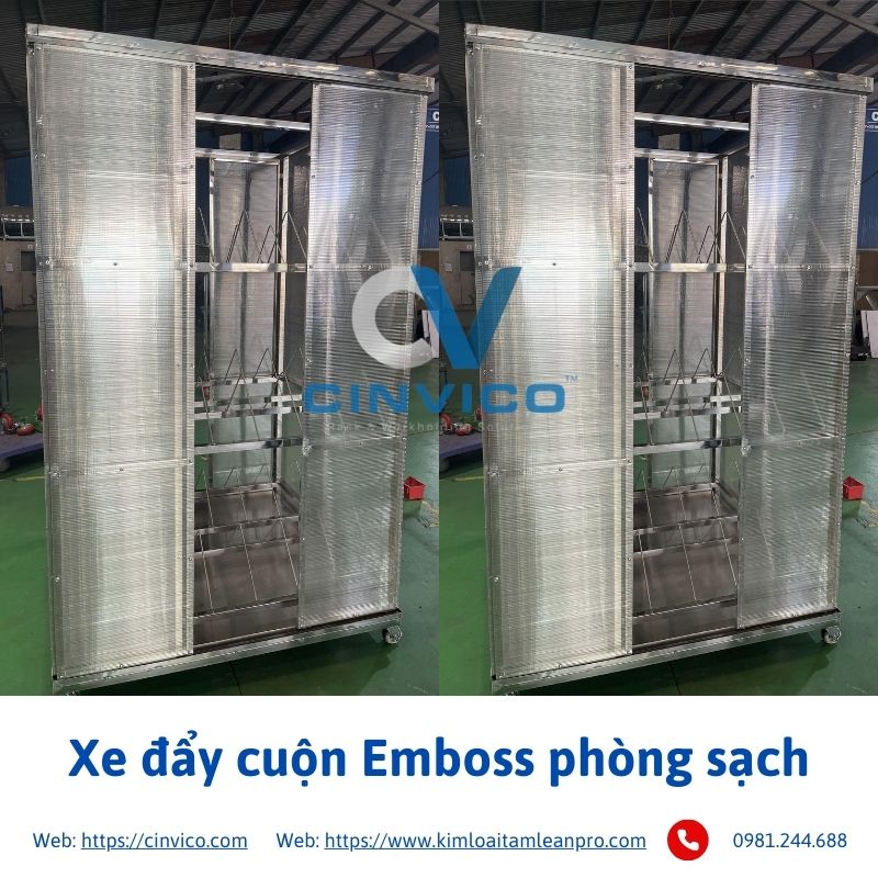 Xe đẩy cuộn Emboss phòng sạch