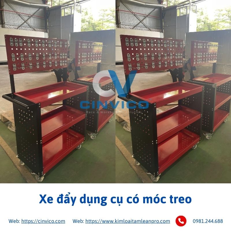 Xe đẩy dụng cụ có móc treo