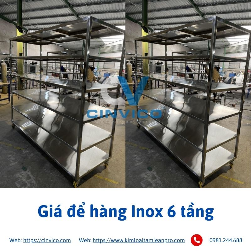 Giá để hàng inox 6 tầng