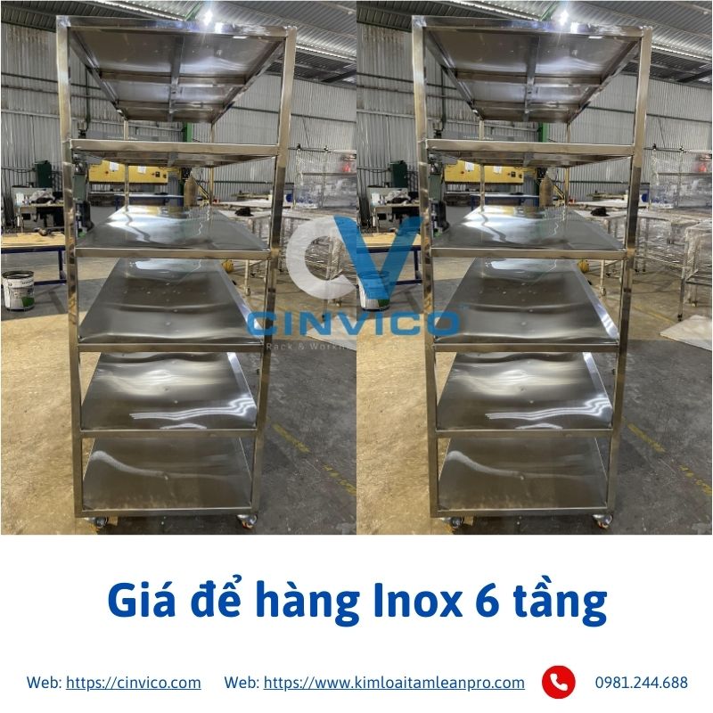 Giá để hàng inox 6 tầng