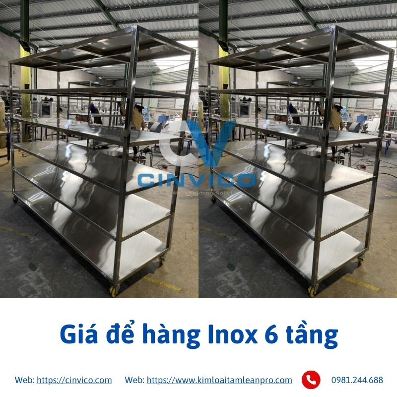 Giá để hàng inox 6 tầng