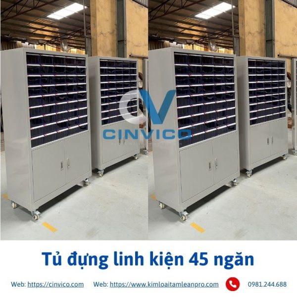 Hình ảnh thực tế sản phẩm tủ đựng linh kiện 45 ngăn tại Cinvico