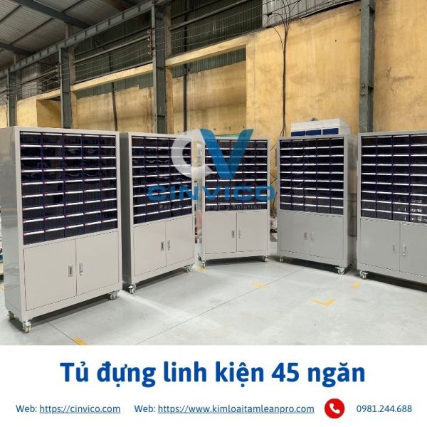 Hình ảnh thực tế sản phẩm tủ đựng linh kiện 45 ngăn tại Cinvico