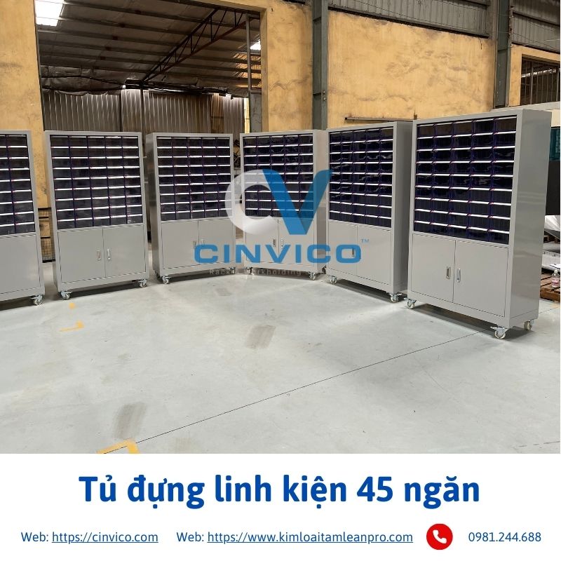 Hình ảnh thực tế sản phẩm tủ đựng linh kiện 45 ngăn tại Cinvico