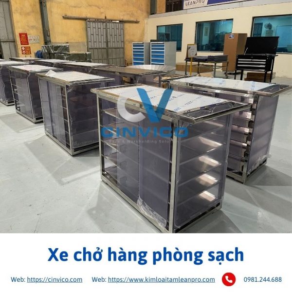 Hình ảnh thực tế sản phẩm xe chở hàng phòng sạch tại Cinvico