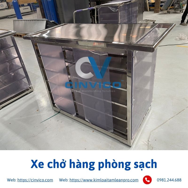 Hình ảnh thực tế sản phẩm xe chở hàng phòng sạch tại Cinvico